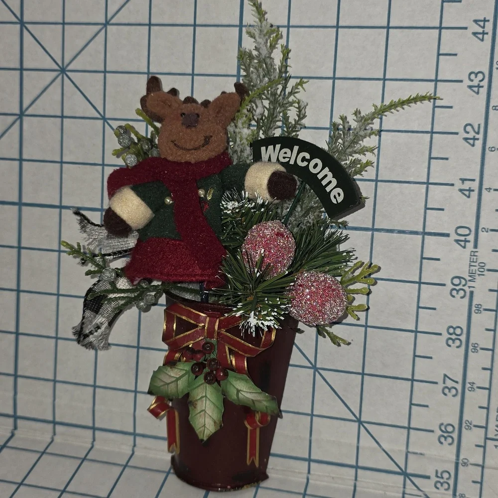 Christmas Holiday Wall Pocket Decor, Mini Holiday‎ Welcome Sign W/Moose #2